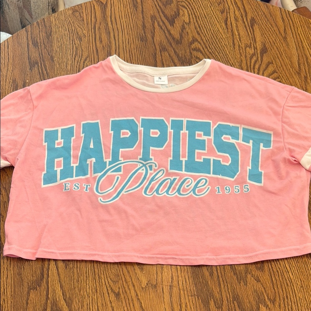 Womans Pink and Blue Graphic T-Shirt